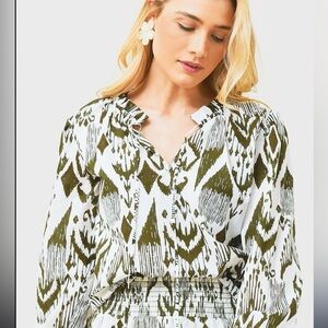 Misa Los Angeles Women's Merida Green Patterned Top